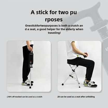 💥FREE SHIPPING-Clearance price $46.98🚶‍♂️Folding stool with crutches💥BEST GIFT FOR ELDERLY PEOPLE
