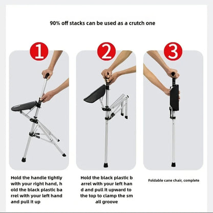 💥FREE SHIPPING-Clearance price $46.98🚶‍♂️Folding stool with crutches💥BEST GIFT FOR ELDERLY PEOPLE