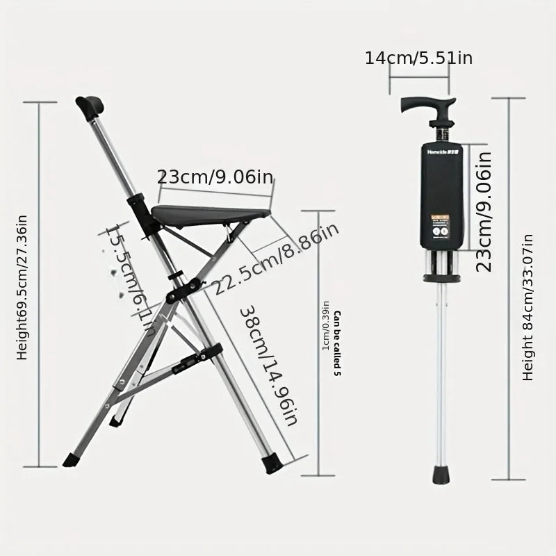 💥FREE SHIPPING-Clearance price $46.98🚶‍♂️Folding stool with crutches💥BEST GIFT FOR ELDERLY PEOPLE