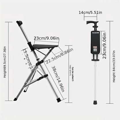 💥FREE SHIPPING-Clearance price $46.98🚶‍♂️Folding stool with crutches💥BEST GIFT FOR ELDERLY PEOPLE