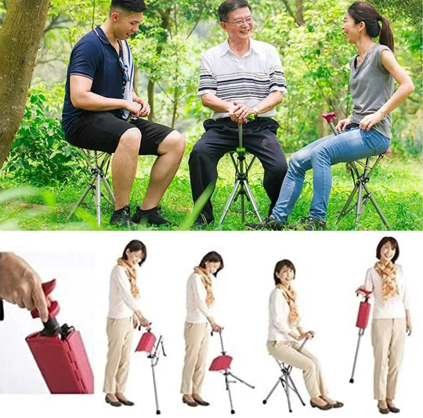 💥FREE SHIPPING-Clearance price $46.98🚶‍♂️Folding stool with crutches💥BEST GIFT FOR ELDERLY PEOPLE